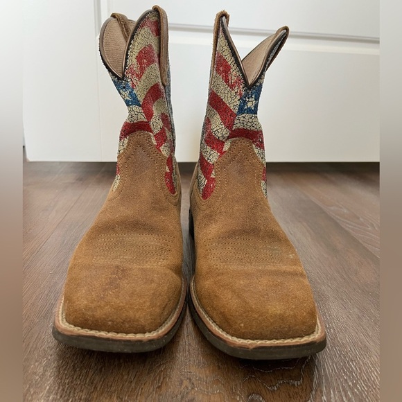 Ariat Youth Stars and Stripes American Flag Leather Cowboy Boots Size 5.5 Men - Picture 3 of 12